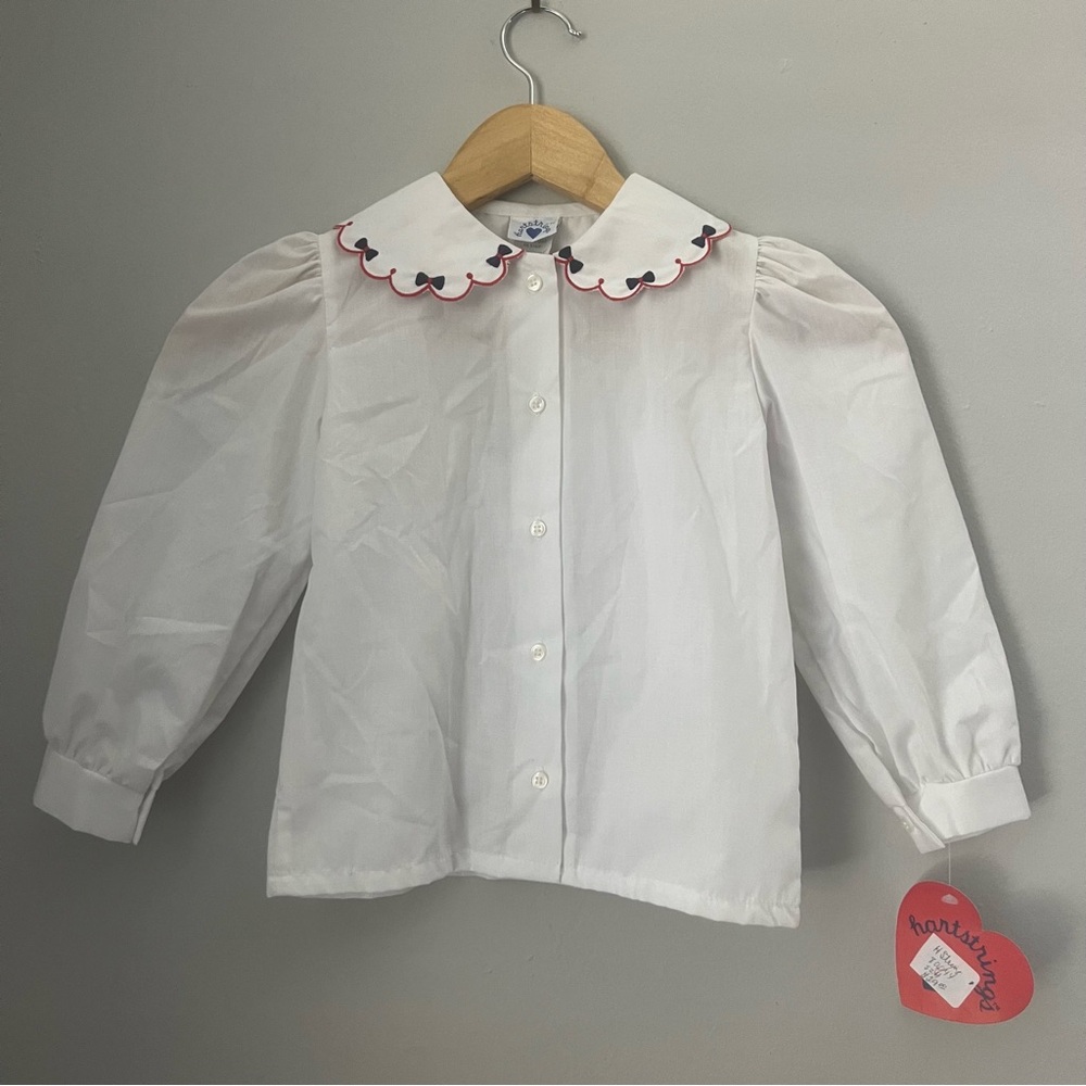 NWT New kids Hartstrings white purple red collared button down shirt size 4